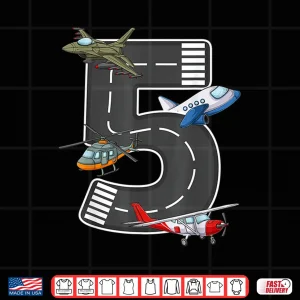 Design Little Pilot 5Th Birthday Party 5 Five Year Old Airplane Shirt