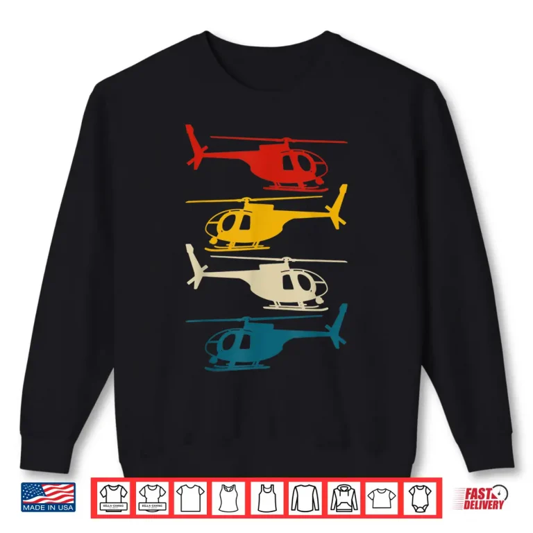Sweatshirt Helicopter Pilot Aviation Retro Vintage Shirt