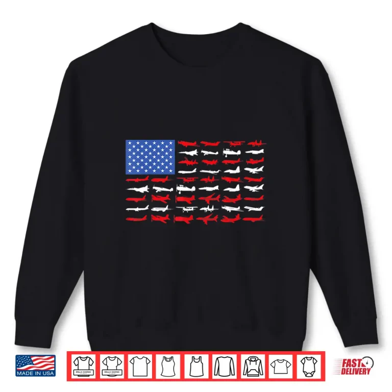 Sweatshirt Pilot Airplane American Flag Plane Aviation Shirt