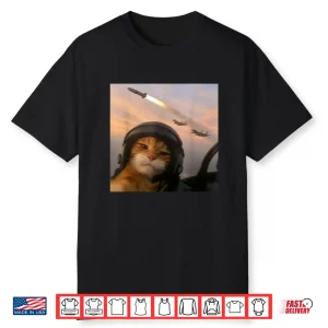 Selfie Squad Cat Funny Fighter Pilot Meme Kitty Gen Z Humor Shirt