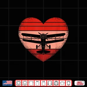 Design Retro Airplane Heart Valentine Pilot Womens Mens Kids Shirt