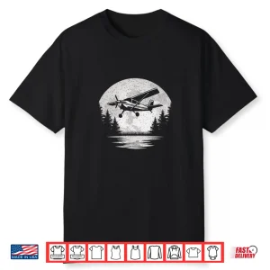 Vintage Airplane Moon Fly Plane Aviator Aviation Pilot Men Shirt