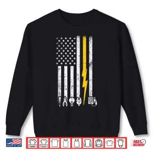 Sweatshirt Electrician Icons US Flag Electrical Patriotic Shirt