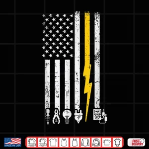 Design Electrician Icons US Flag Electrical Patriotic Shirt