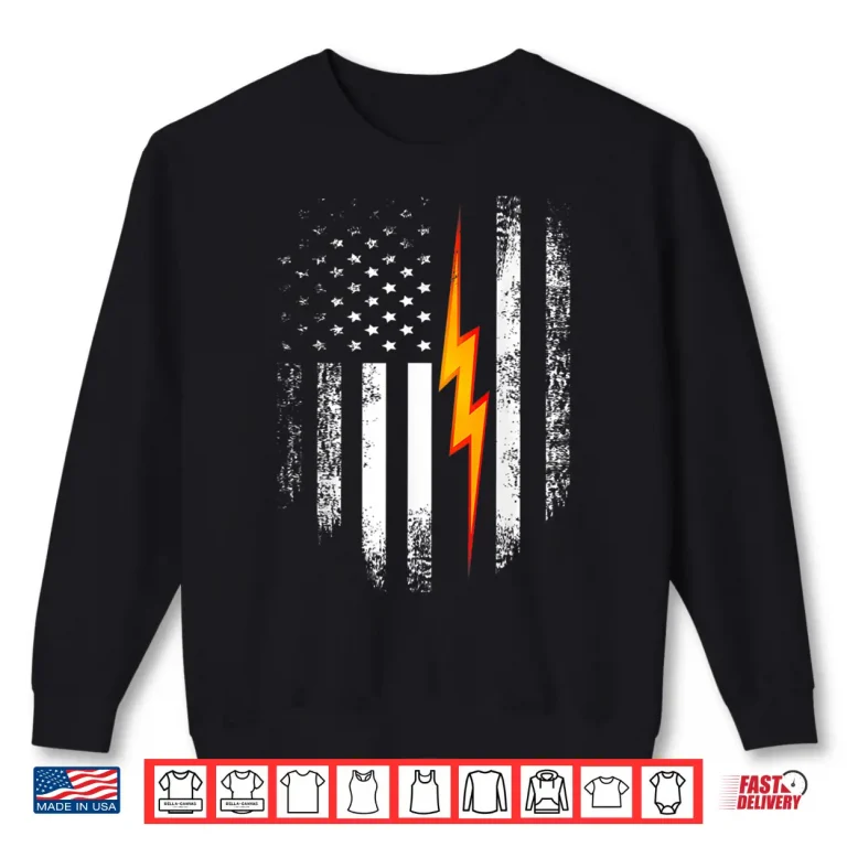 Sweatshirt Vintage USA Electric American Flag Shirt Lineman Cool Gift