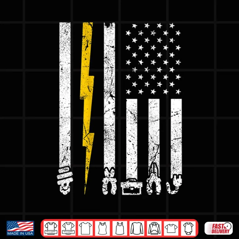 Design Vintage Electrician Tools USA American Flag Electric Squad Shirt