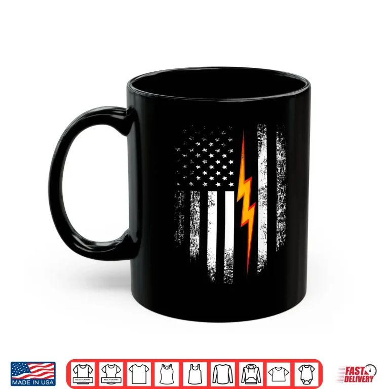 Mug Vintage USA Electric American Flag Shirt Lineman Cool Gift