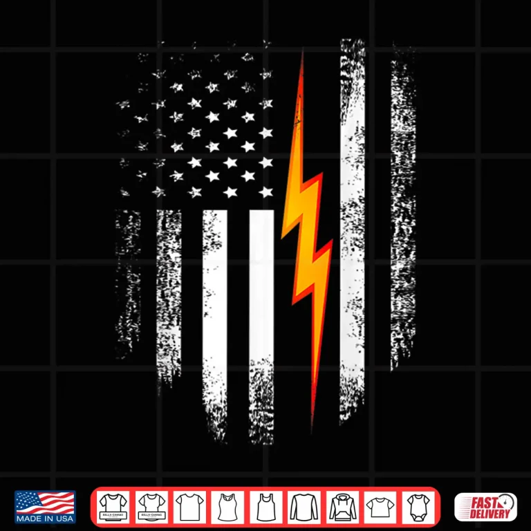 Design Vintage USA Electric American Flag Shirt Lineman Cool Gift
