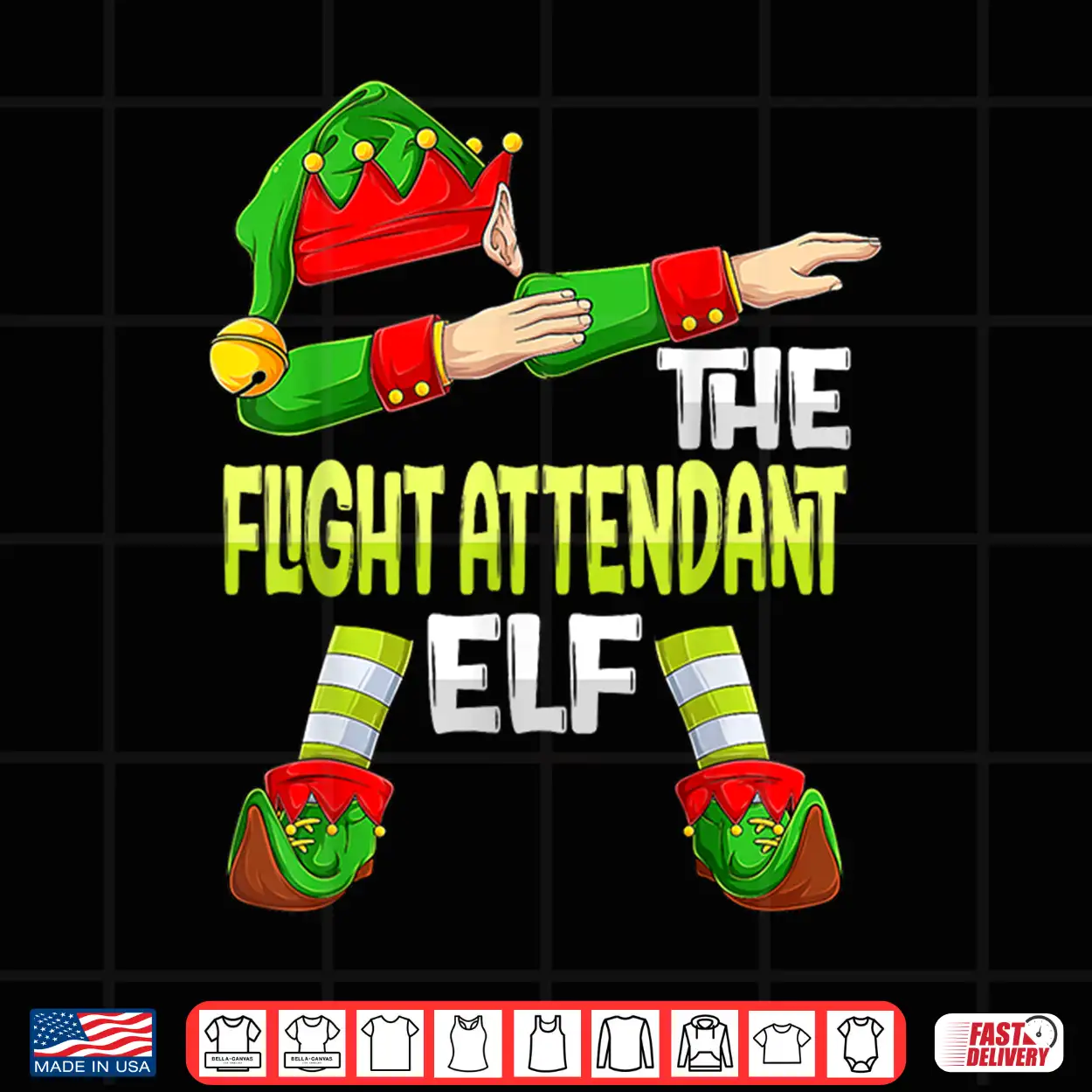 Dabbing Elf Christmas Attendants The Flight Attendant Elf Shirt Dabbing Elf Christmas Attendants The Flight Attendant Elf Shirt