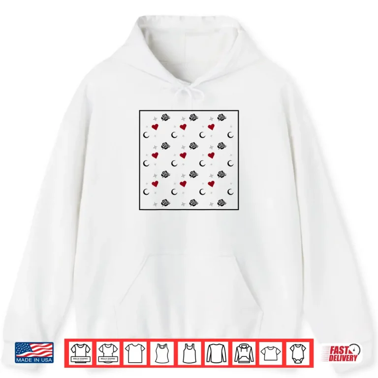 Hoodie Roses Hearts And Moons Graphic Art Shirt