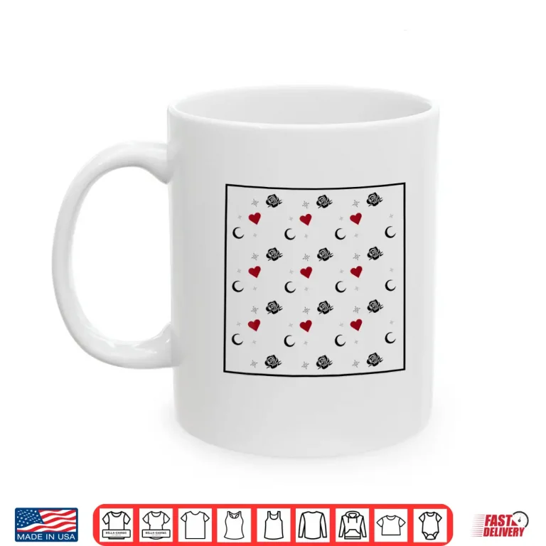 Mug Roses Hearts And Moons Graphic Art Shirt