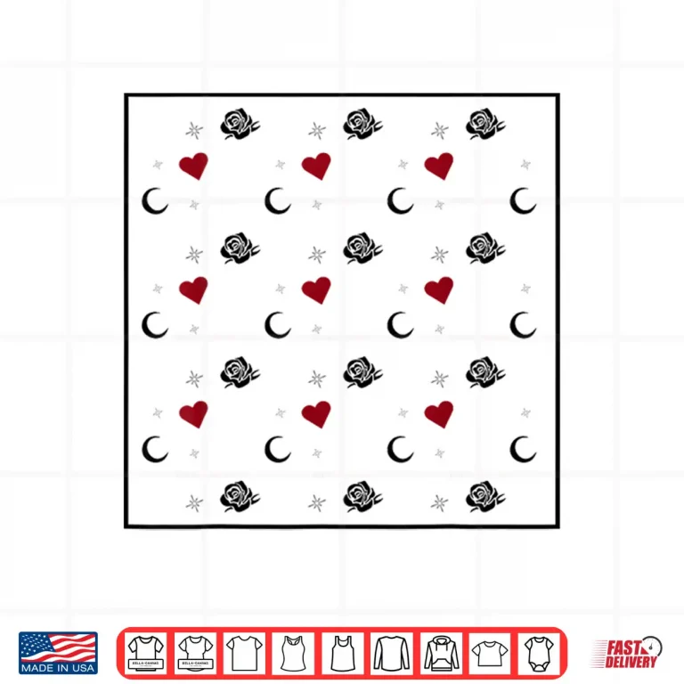 Design Roses Hearts And Moons Graphic Art Shirt