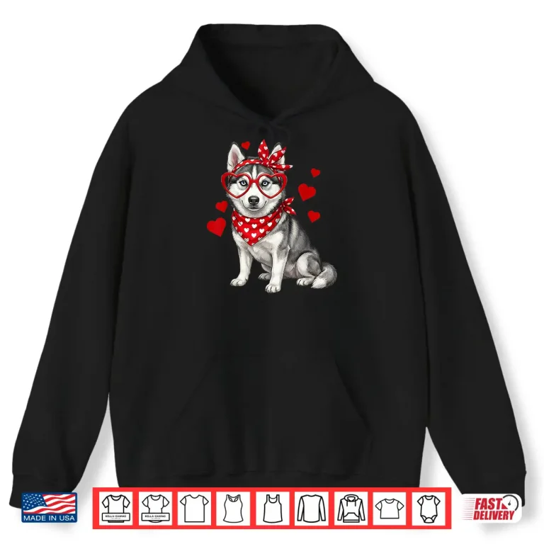 Hoodie Siberian Husky Valentines Day Lover Dog Heart Shirt