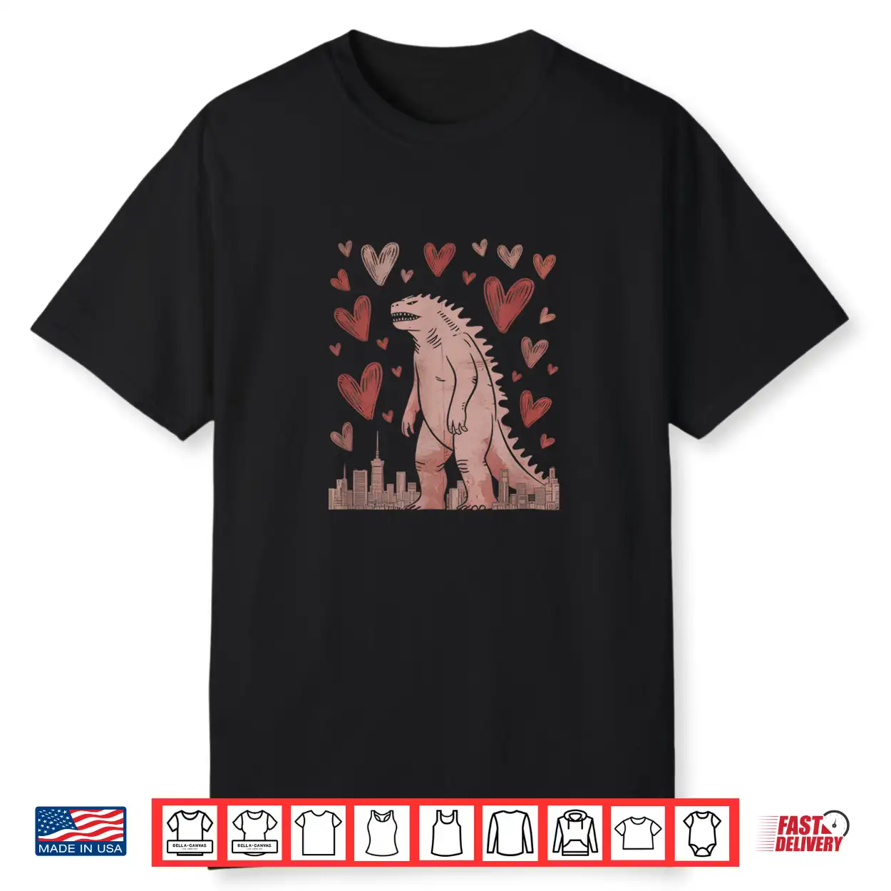 Valentines Day Japanese Monster Hearts Kaiju Lover Shirt Valentines Day Japanese Monster Hearts Kaiju Lover Shirt