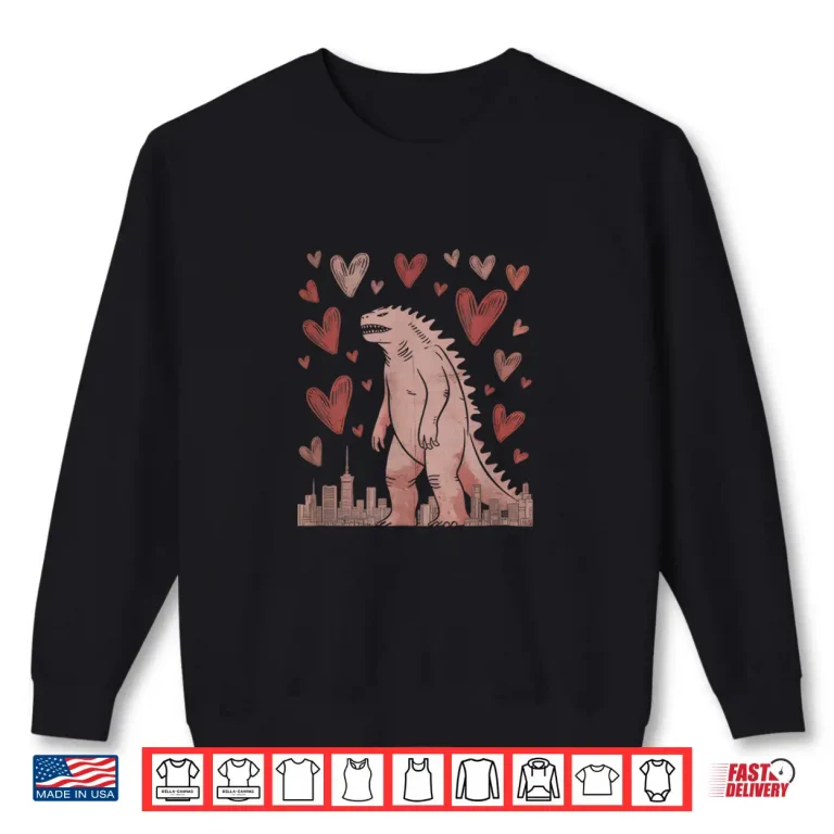 Sweatshirt Valentines Day Japanese Monster Hearts Kaiju Lover Shirt