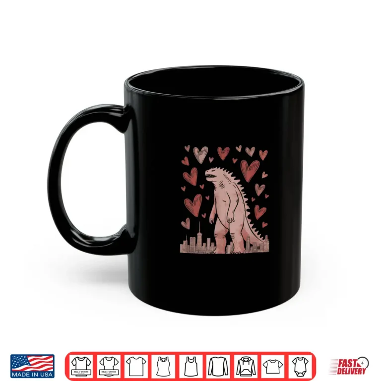 Mug Valentines Day Japanese Monster Hearts Kaiju Lover Shirt