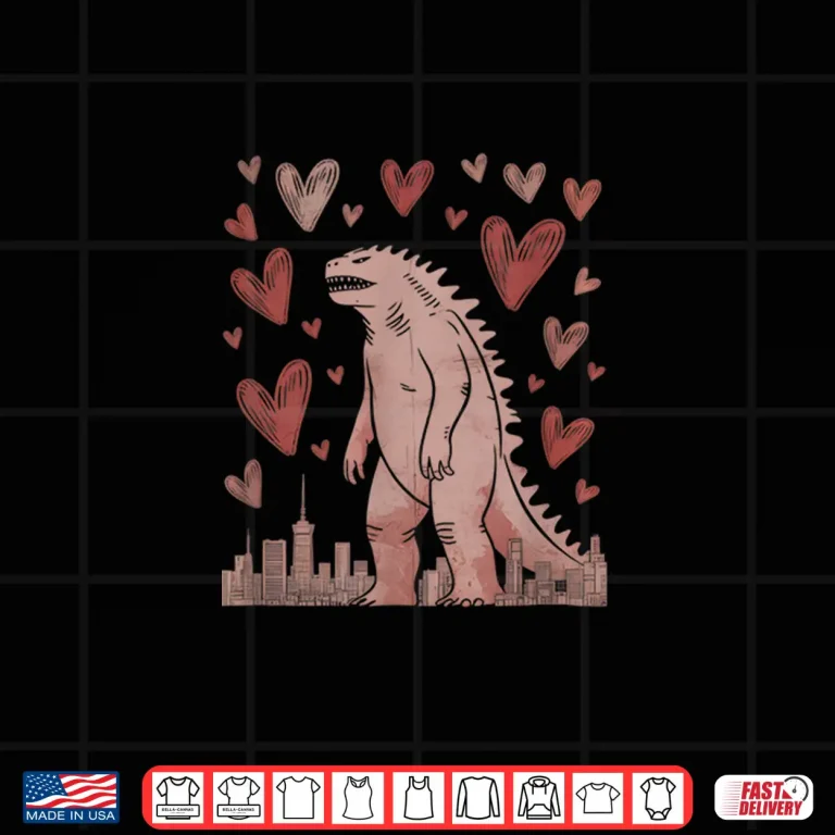 Design Valentines Day Japanese Monster Hearts Kaiju Lover Shirt