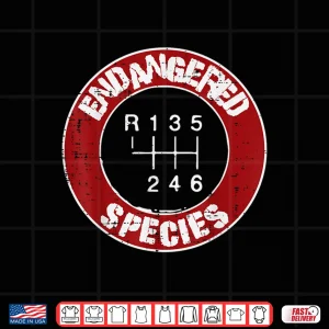 Design Manual Gearbox Stick Endangered Car Mechanic Shirt