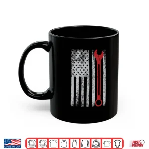 Mug Wrench Workshop Tools USA Flag Auto Repairman Car Mechanic Shirt