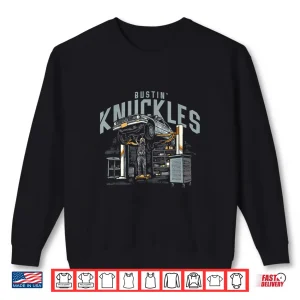 Sweatshirt Bustin Knuckles Front Print Graphic Mechanic Shirt