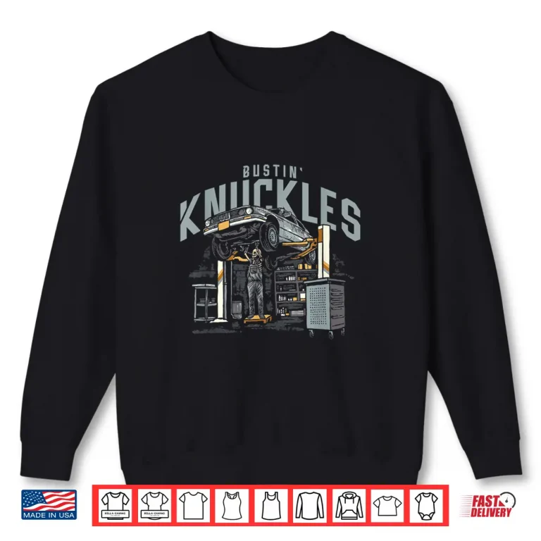 Sweatshirt Bustin Knuckles Front Print Graphic Mechanic Shirt