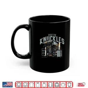 Mug Bustin Knuckles Front Print Graphic Mechanic Shirt