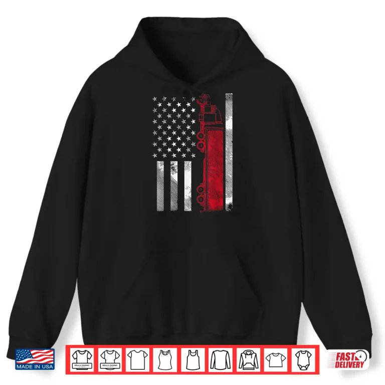 Hoodie American Flag 18 Wheeler US Trucker Driver Gift Shirt