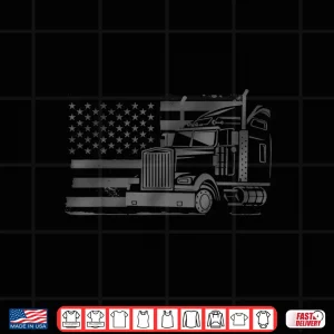 Design American Flag 18 Wheeler Patriotic Semi Truck Driver Shirt