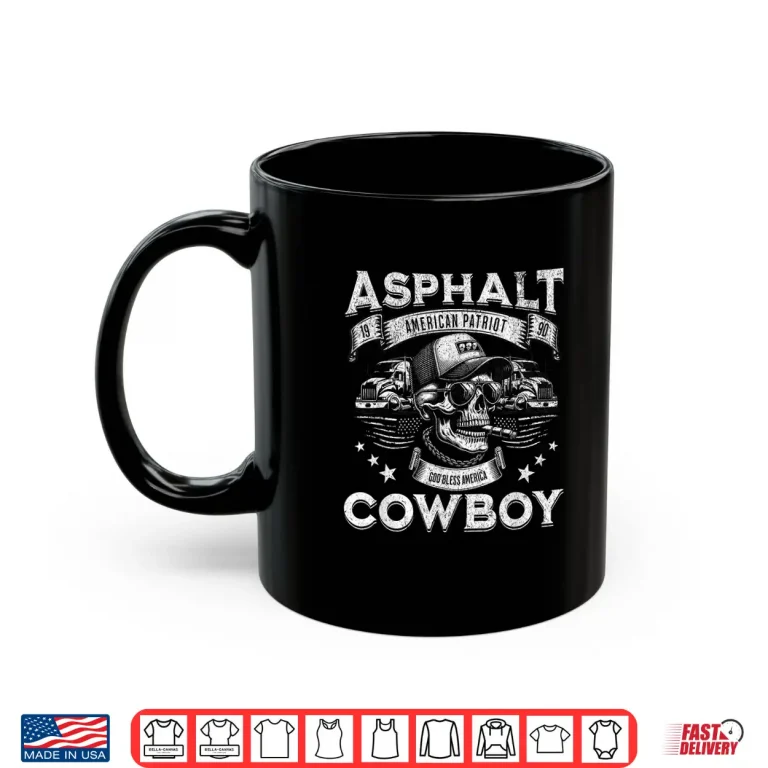 Mug Asphalt Cowboy American Flag Diesel Truck Driver Shirt