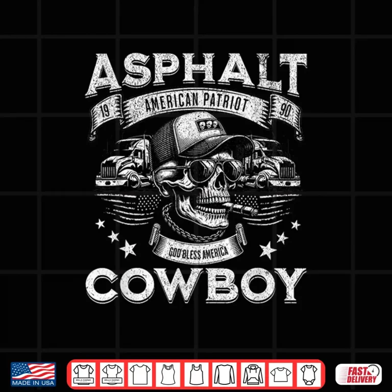 Design Asphalt Cowboy American Flag Diesel Truck Driver Shirt