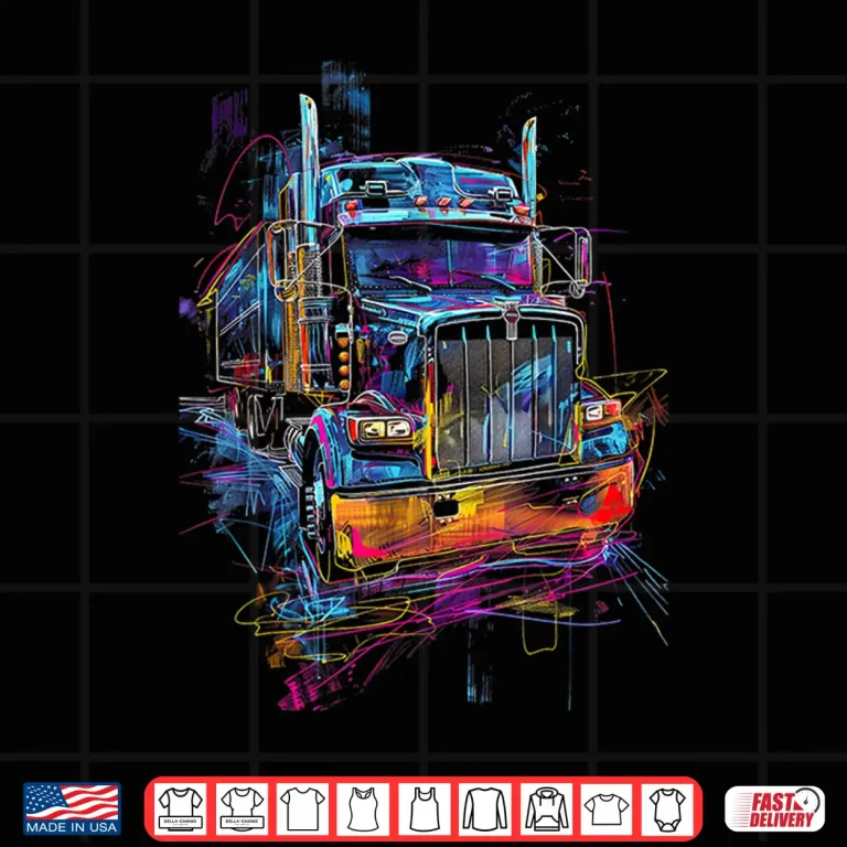 Design American Flag Big Rig Semi Trailer Trucker Shirt