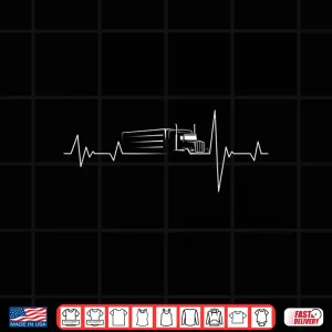 Design Heart Beat 18 Wheeler Semi Trailer Tractor Truck Driver Shirt