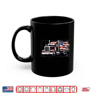 Mug US American Flag Semi Truck Driver Shirt