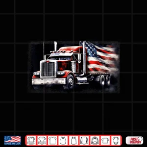 Design US American Flag Semi Truck Driver Shirt