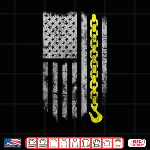 Design Yellow Tow Hook Chain USA Flag Tow Truck Driver Shirt