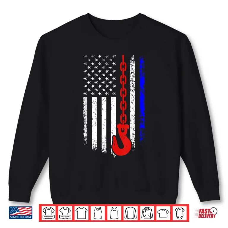Sweatshirt American Flag 4Th Of July Patriotic USA Tow Truck Driver Shirt