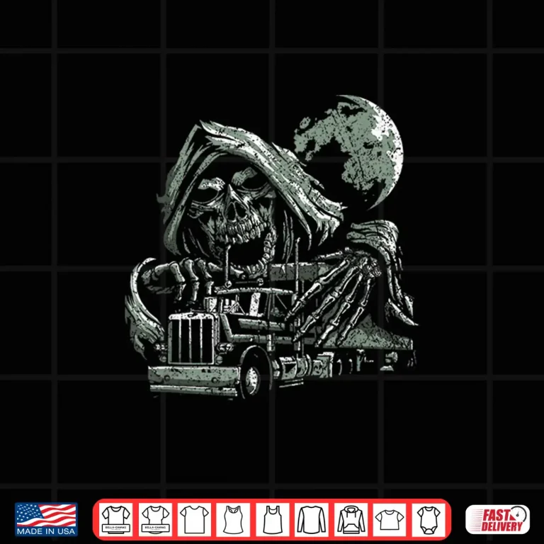 Design Reaper Skull Skeleton Truck Driver Trucker Shirt