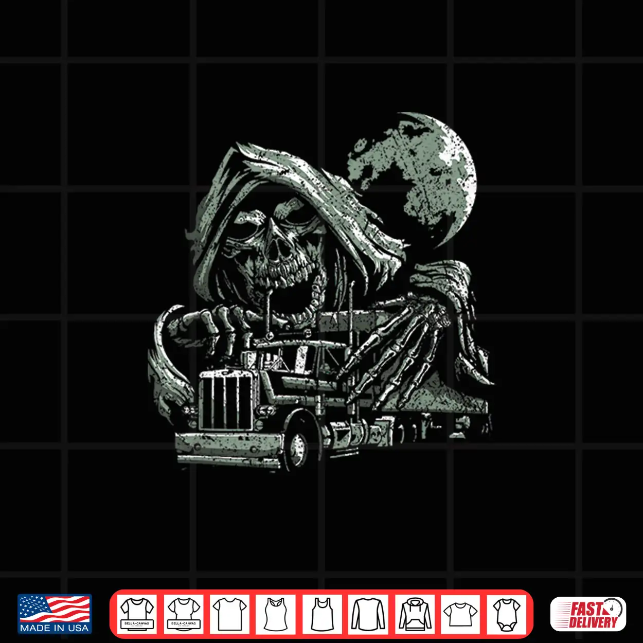 Reaper Skull Skeleton Truck Driver Trucker Shirt Reaper Skull Skeleton Truck Driver Trucker Shirt