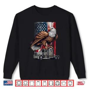 Sweatshirt Vintage American Flag Patriotic Eagle Trucker Shirt
