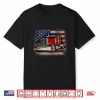 Black-T-Shirt-American Flag And Big Rig Trucker Shirt