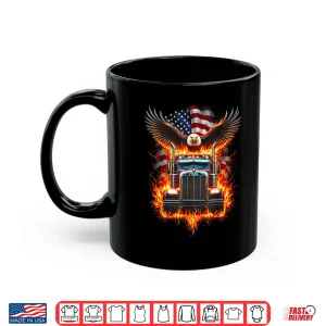 Mug Patriotic American Flag Eagle Semi Truck Driver Trucker Shirt