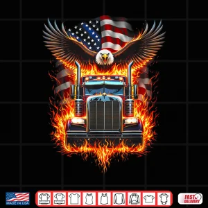 Design Patriotic American Flag Eagle Semi Truck Driver Trucker Shirt