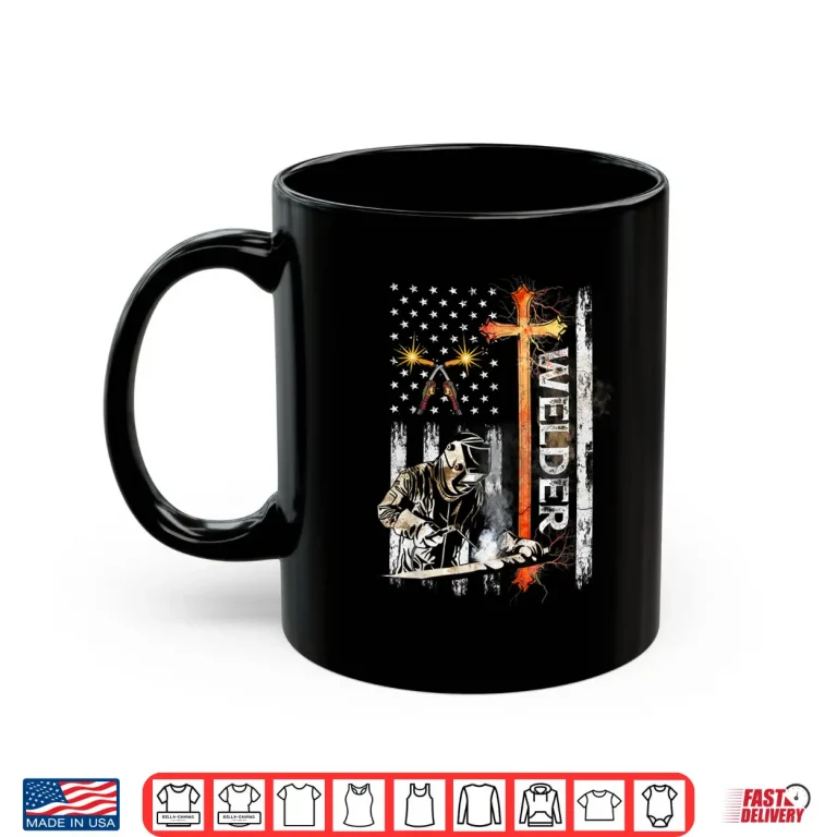 Mug American Flag Faith Cross Christian Welding Shirt