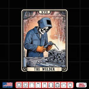 Design Tarot Card Skeleton Metal Worker Welder Shirt