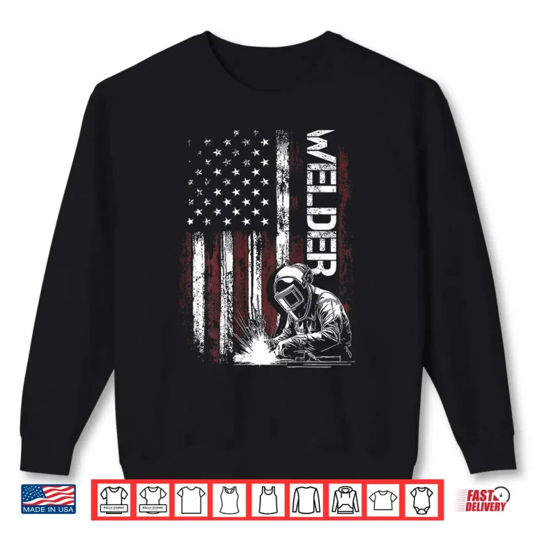 Sweatshirt USA American Flag On Back Welding Vintage Shirt