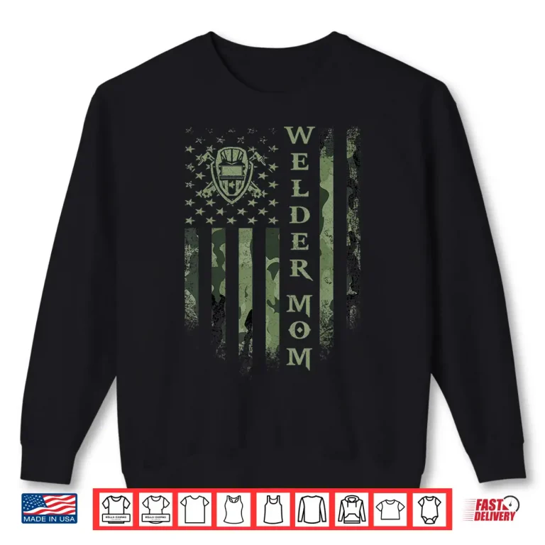 Sweatshirt USA Camo Flag Silhouette Welder Vintage Shirt