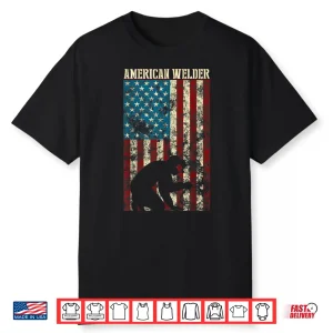 Patriotic Distressed Usa American Flag Gift Welder Shirt