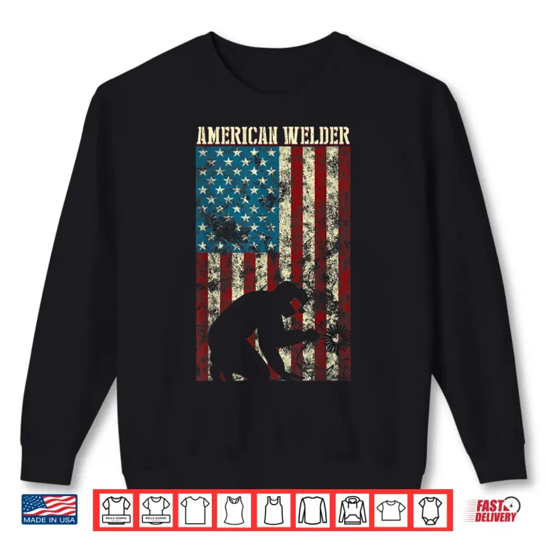 Sweatshirt Patriotic Distressed USA American Flag Gift Welder Shirt