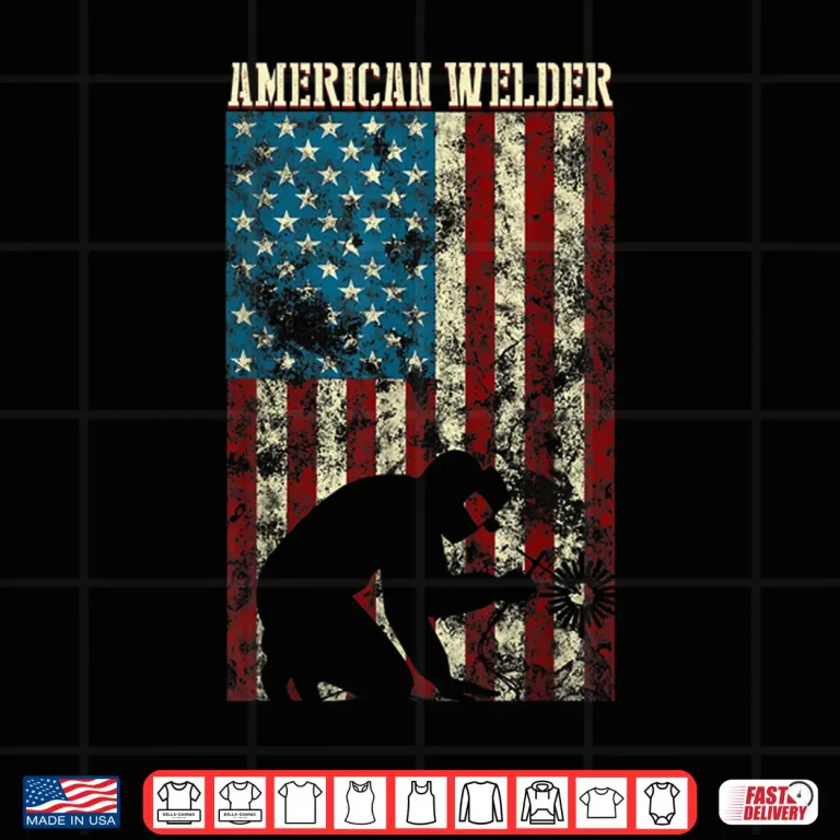 Design Patriotic Distressed USA American Flag Gift Welder Shirt