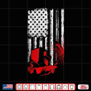 Design American Flag Usa Patriotic Helmet Welder Welding Distressed Shirt